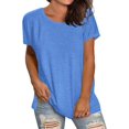 thumbnail image 2 of Womens T Shirts Short Sleeve Crewneck Loose Summer Spring Tops Short Sleeve Oversized T Shirts Fashion Basic Casual Tee Clothes 2025 Trendy, 2 of 4