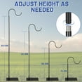 thumbnail image 4 of 62.6 Inch Shepherds Hooks for Outdoor, Adjustbale Hummingbird Feeder Stand Bird Feeder Pole Wind Chime Stand with Flat Base, 4 Prongs Base and Water Weight Bag (Black, 2 Pack Single-Hoo), 4 of 7