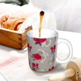 thumbnail image 3 of Yiaed Rose Flowers Print Ceramics Coffee,Large Handle Design,Extra Large Tea and Coffee Cup for Office and Home Mugs, 3 of 6