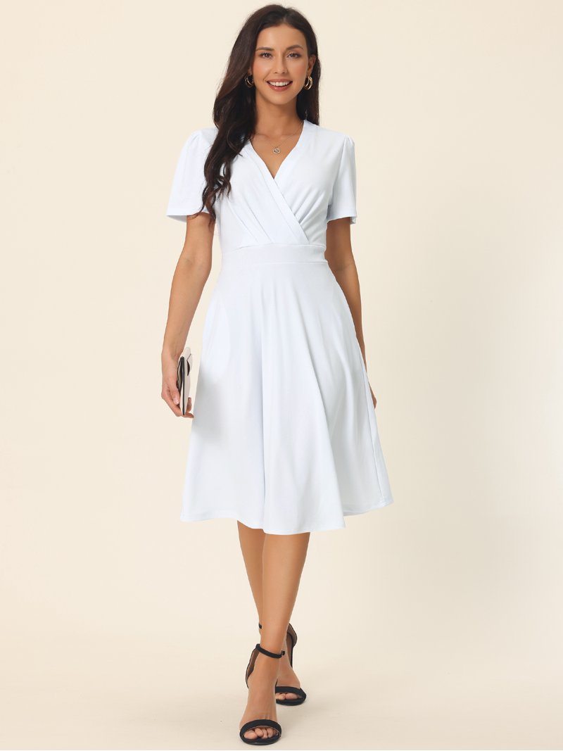 Unique Bargains women's Summer Wrap Dress V Neck Midi Length