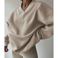 thumbnail image 4 of Women'S V Neck Oversized Sweatshirts Casual Drop Shoulder Long Sleeve Pullover Tops Color M, 4 of 9