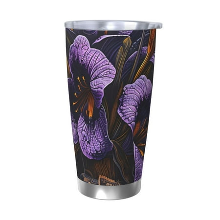 

Susaid Ornate Purple Floral Vase Print 20oz Car Cup Insulated Coffee Cup Fully Spill Proof Travel Coffee Mug Stainless Steel Tumbler for Work Home Outdoor Car-Without Straw