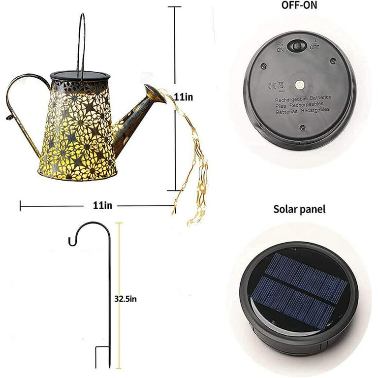 Solar Powered Watering Can with Lights Waterproof Garden Decor
