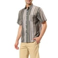 thumbnail image 4 of Lars Amadeus Men's Summer Hawaiian Short Sleeves Button Down Striped Shirts, 4 of 6