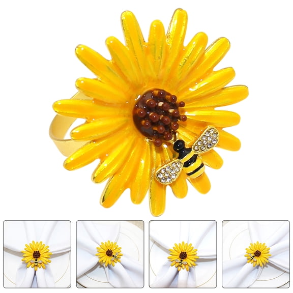 OUNONA  4 Pcs Napkin Buckle Party Sunflower Rings Napkins Dinner Table