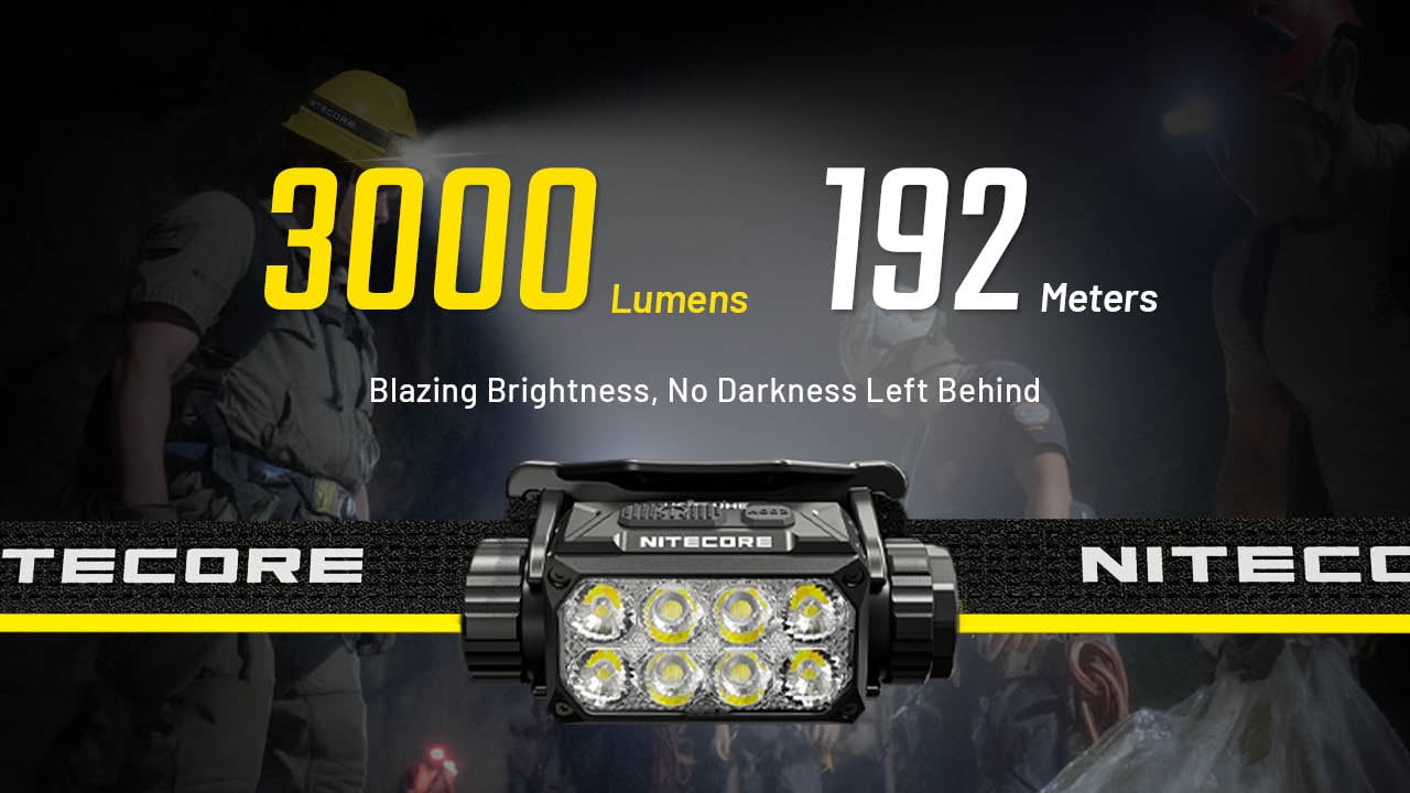 Nitecore HC75 UHE USB-C Rechargeable 3000 Lumens LED Zoomable Headlamp, Black