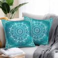thumbnail image 2 of Throw Pillow Covers 24x24 Inch Set of 2, Turquoise Boho Waterproof Outdoor Pillow Covers, Abstract Art Floral Ethnic Tribal Decorative Cushion Pillowcases for Couch, Sofa, Bed, Garden, Patio, 2 of 9