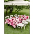 thumbnail image 3 of Outdoor Tablecloth with Umbrella Hole and Zipper, Valentine's Day Rectangle Table Cloth 60x102 Inch Waterproof Tablecloth, Pink Romantic Love Checkered Buffalo Picnic Table Cover for Patio Camping, 3 of 7