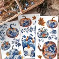 thumbnail image 4 of 3Pcs/set Autumn Pumpkin Rub on Transfers for Furniture and Craft 6x12 Inch Cyan Blue Flower Furniture Decal Transfer Sticker Rub on Decal with 1pc Scraper for Scrapbook Window Home Decoration PVC, 4 of 9