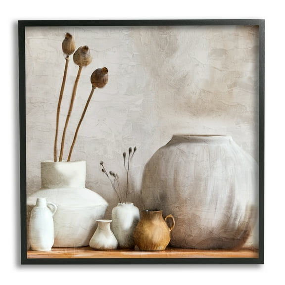 Stupell Industries Charming Country Still Life Botanical & Floral Painting Black Framed Art Print Wall Art, 12 x 12