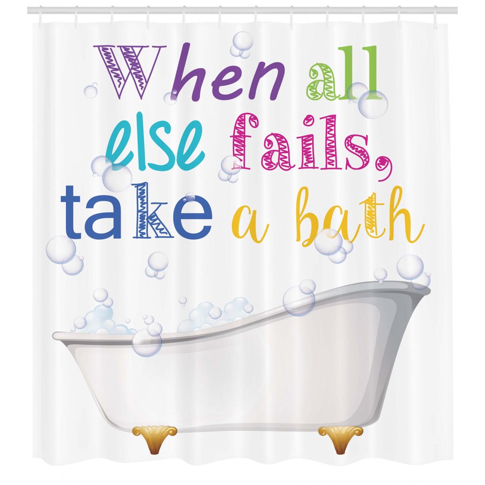 Inspirational Quotes Relaxation Vintage White Bathtub Fabric Shower