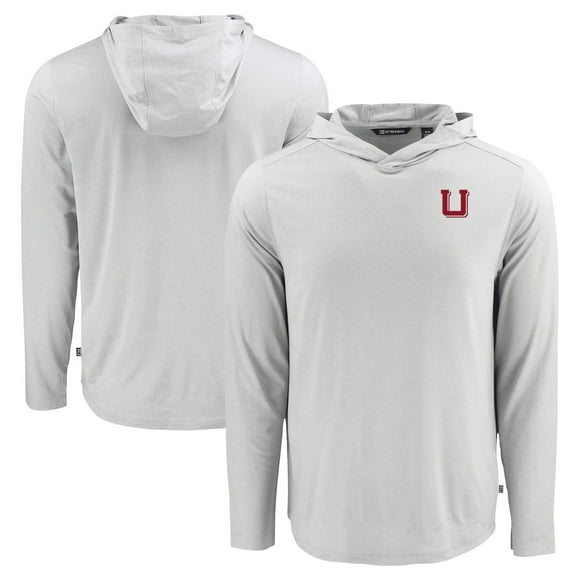 Men's Cutter & Buck Gray Utah Utes Coastline Epic Comfort Eco Recycled Long Sleeve Hoodie T-Shirt