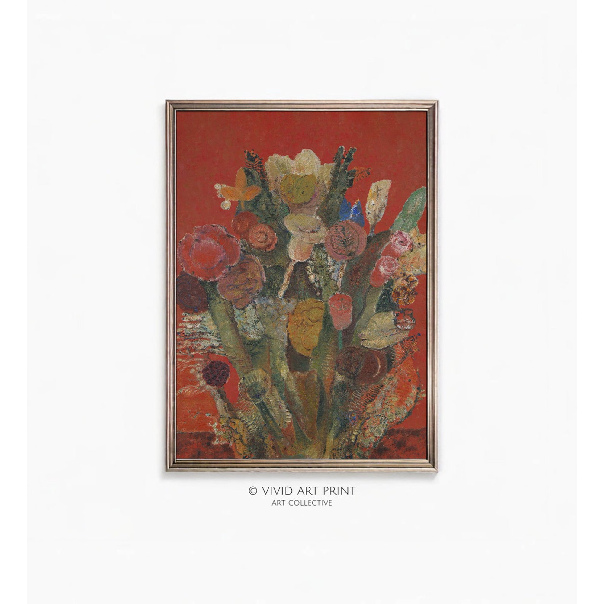 Antique Botanical Flower Bouquet Abstract Home Decor Vivid Art Print