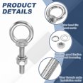 thumbnail image 3 of Uxcell M10 x 50mm Eye Bolt, 2Pcs 304 Stainless Steel Thread Lifting Ring Set, Silver, 3 of 7