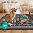 thumbnail image 4 of ODIKA 6'x9' Ultra-Soft Area Rug, Navy Long Abstract Ocean Mosaic Modern Boho Diamond Motif with Stepped Border Washable, Bare feet friendly, Silk-Touch for Guest Room, Bedroom, 4 of 7