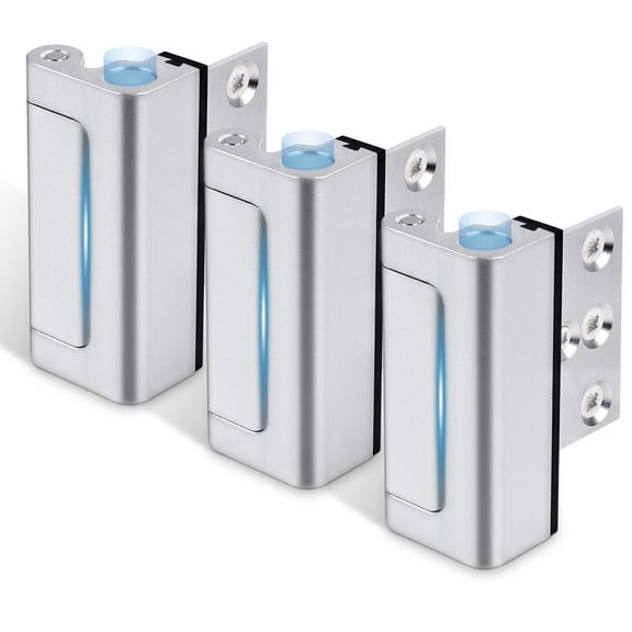 Lumiadot 3Pack Home Security Door Reinforcement Lock Childproof, Add High Security to Home Prevent Unauthorized Entry, Aluminum Construction Finish, Silver