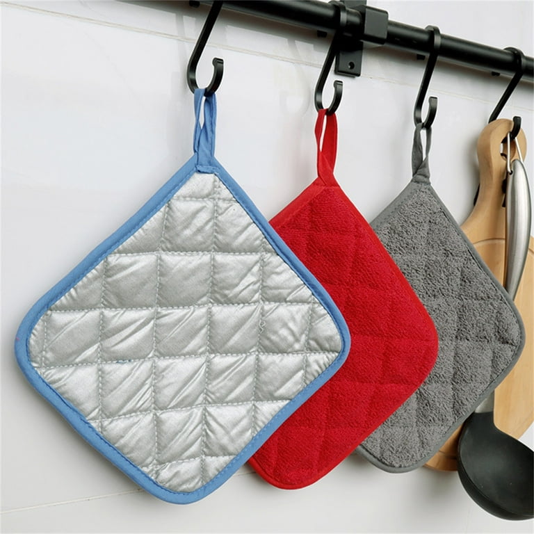 100% Cotton Heat Resistant Pot Holders, Everyday Kitchen Basic Square Solid Color Pot Holder, Multipurpose Quilted Hot Pads for Cooking and Baking Set