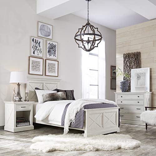 Homestyles Seaside Lodge Off White Wood Twin Bed, Nightstand and Chest