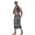 thumbnail image 2 of Colevkie 2 Pieces Bath Wrap Set Shower Skirt & Bath Towel for Men Soft Adjustable Polyester Beach Towel Spa Towel Quick Drying Portable Printed Black White Checkered Pattern, 2 of 7