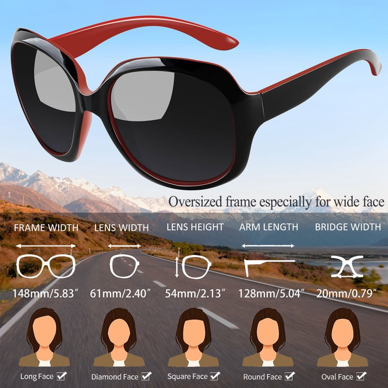 Women\'s Peony Red/Black Trendy Polarized Driving Sun Glasses UV Protective Joopin Polarized Sunglasses for Women, Oversized UV  main image 2