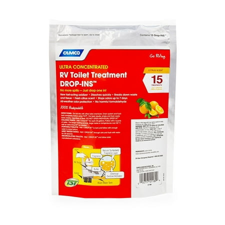 Camco 41189 TST Orange Citrus Scent RV Toilet Treatment Drop-Ins -15-pack