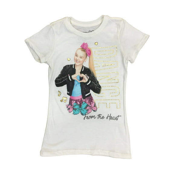 Jojo Siwa Girls White & Gold Dance Form The Heart Short Sleeve T-Shirt S (6-6X)