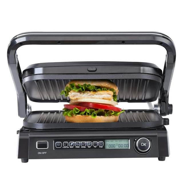 Parrilla eléctrica de contacto VEVOR 7 en 1, 1800 W, prensa para panini, 110 V
