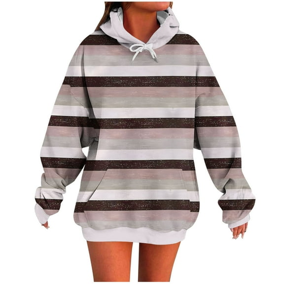 Fashion Hoodie for Womens Plus Size Pullover Polka Print Hooded Sweatshirt Long Top Long Sleeved Pocket