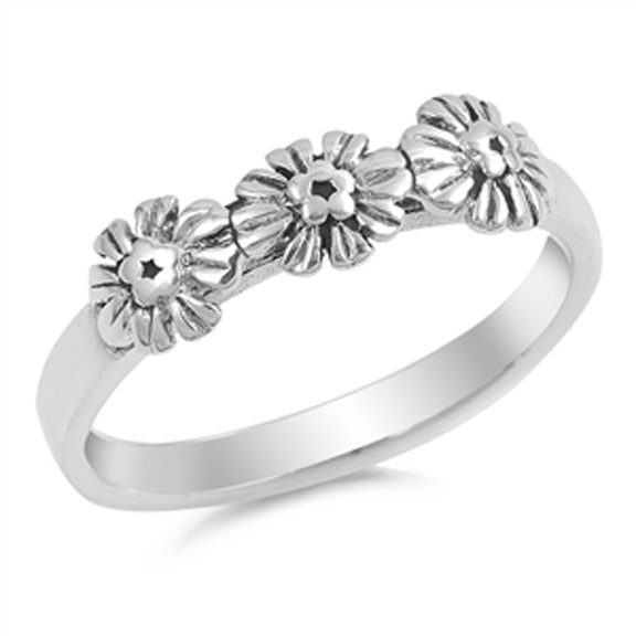 Hawaiian Plumeria Tropical Ocean Flower Ring 925 Sterling Silver Band Jewelry Female Male Size 9