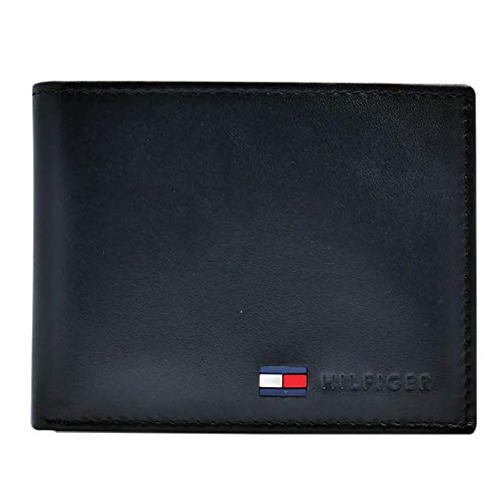 Negende Min Verval Tommy Hilfiger Men's Leather Wallet - Slim Bifold with 6 Credit Card  Pockets and Removable Id Window, Black Minimal, One Size - Walmart.com