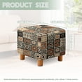 thumbnail image 3 of SCRAWLGOD Tribal Plaid Print Brown Beige Ottoman Slipcover, Square Washable Ottoman Slipcovers for Foot Stool Furniture Protector for Living Room Nonslip Foot Stool Cover Elastic Bottom, 3 of 7
