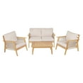 thumbnail image 2 of Christopher Knight Home Outdoor 4-Piece Conversation Set, Wood Frame, Rope Weave Design, Beige Cushions, 2 of 13