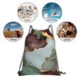 thumbnail image 6 of Leisure Draw String Mouth Backpack 16 X 14 Woven Band Durable Not Easy To Fall Off In Travel Portable Draw String Design Green And Brown Gold Marble, 6 of 8