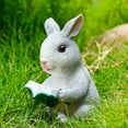 thumbnail image 6 of Chanana Reading Bunny Statue Decor, Resin Easter Rabbit Figurine Sculpture Collectible for Home Desktop Ornaments and Garden Lawn Decoration, Gray, 6 of 6