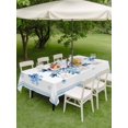 thumbnail image 3 of Outdoor Tablecloth with Umbrella Hole and Zipper, Navy Blue Snowflake Rectangle Table Cloth 60x84 Inch Waterproof Tablecloth, Christmas Winter Vintage White Stripes Picnic Table Cover for Patio, 3 of 7