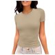 thumbnail image 1 of Camiseta de manga corta ajustada y moderna para mujer: corte ajustado y sexy, versátil con vaqueros/pantalones cortos, tejido suave para el verano, talla real, lavado en frío., 1 of 6