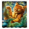 thumbnail image 3 of Ambesonne Cat Shower Curtain, Fantasy Peacock, 69"Wx84"L, Orange Green Blue, 3 of 3