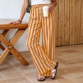 thumbnail image 5 of Mifsaly Striped Pants Women Wide Leg Casual Trousers Lightweight Relaxed Fit Lounge Everyday Bottoms Orange,M, 5 of 7