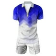 thumbnail image 2 of Vedolay Workout Short Set Men's Shorts Set Short Sleeve Crewneck Tee Track Shorts with Pockets,Blue M, 2 of 3
