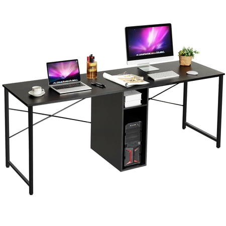 Work Stations Computer Double Rack Gymax 2 Person Computer Desk Double Workstation Office Desk w/ Storage ...