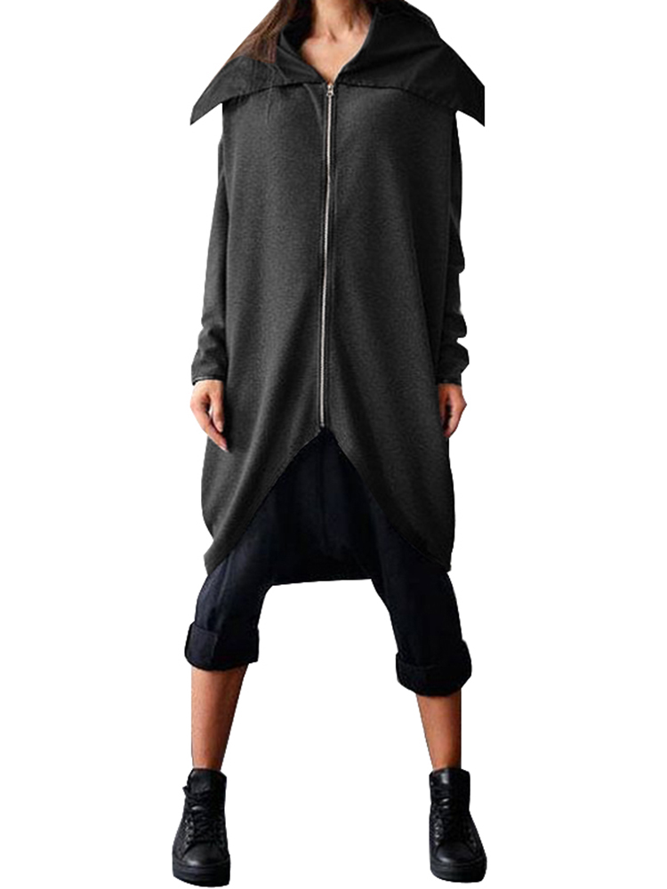 high low zip up jacket