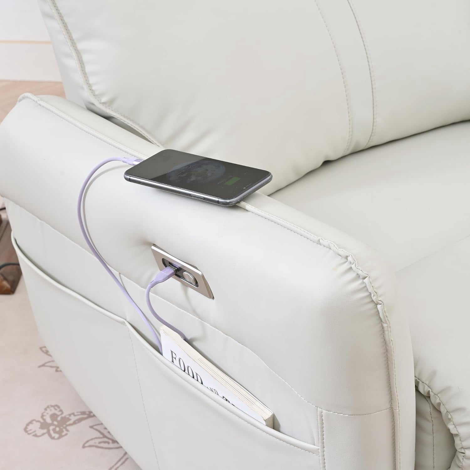 270° Power Swivel Rocker Recliner Chair, Electric Glider Reclining Sofa with USB Ports, Power Swivel Glider, Rocking Chair Nursery Recliners for Living Room