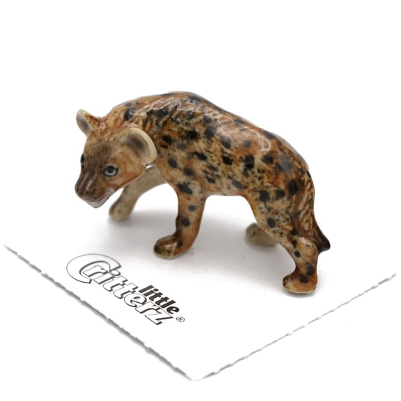 Little Critterz Hyena - Spotted Hyena "Whoop" - Hand-painted Home Decor Animal Decorative Figurine Birthday Gift - Miniature Porcelain Figurine