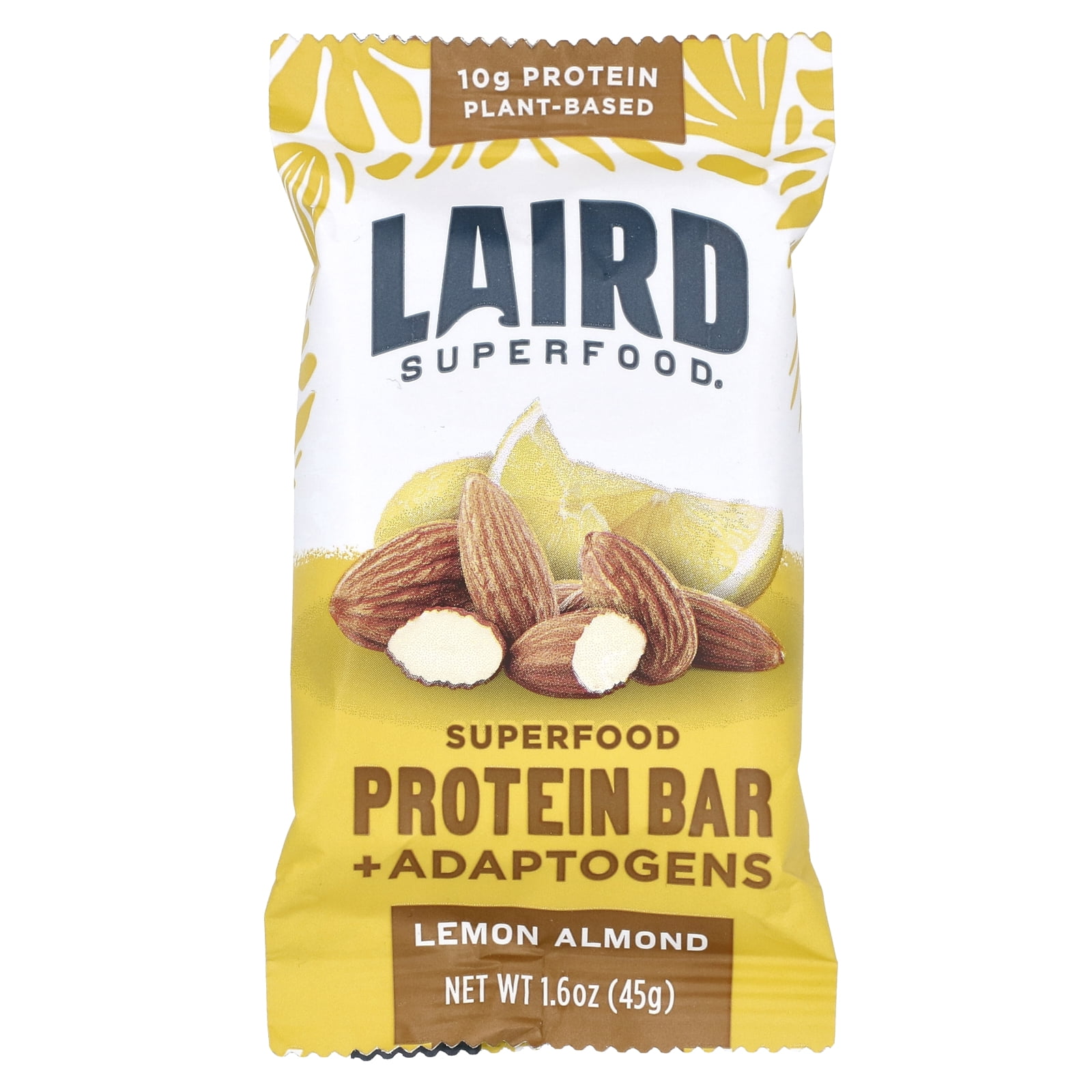 Laird Superfood Protein Bar + Adaptogens, Lemon Almond, 10 Packs, 1.6 oz (45 g) Each