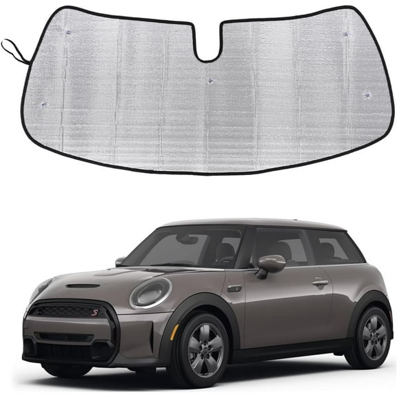 Windshield Sunshade for Mini Cooper 2015-2024 Hardtop 4 Door Front Window Sun Shade Foldable Reflective Sun Visor Custom Sunscreen UV Blocker Privacy Protector HeatShield Keeps Your Vehicle Cool