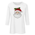 thumbnail image 4 of Gamivast Dressy Christmas Tops for Ladies Three Quarter Sleeve Tops Christmas Santa Crew Neck Shirt Funny Xmas Holiday Graphic Tee Family Holiday T-Shirt Blouse Casual Loose Fitting Pullover, 4 of 5