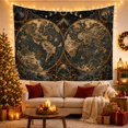thumbnail image 3 of Antique Double Map with Sun and Moon, Adventurous Vintage Travel Style for Map Lovers, Antique Map Decor, Housewarming Gift, Tapestry Wall Hanging for Study Room and Office, 3 of 7