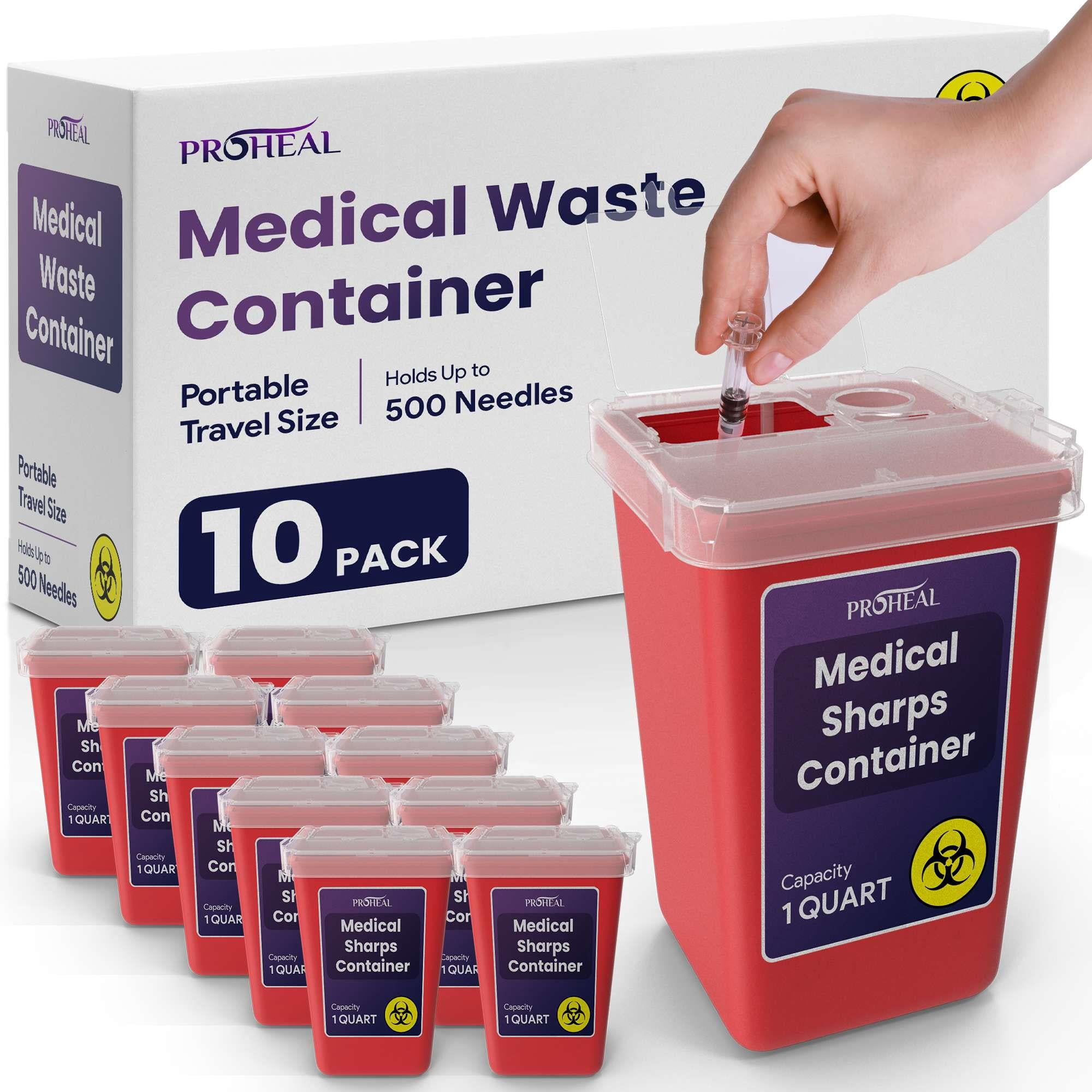 Medical Sharps Container, 1 Quart, 10 Pack