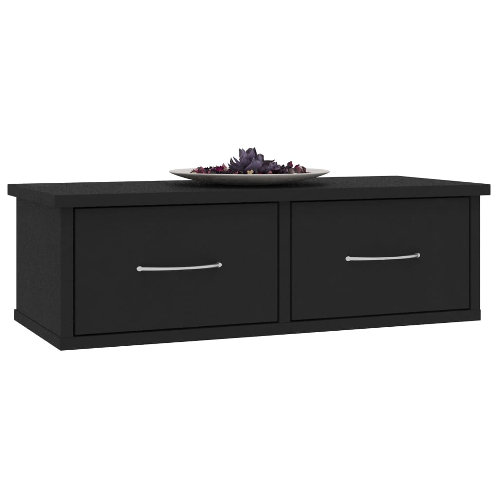Kepooman Modern Display Shelf, Wall Mounted Shelf for Home, Display Storage Unit with 2 Drawers, Black Kepooman Modern Display Shelf, Wall Mounted Shelf for Home, Display Storage Unit with 2 Drawers, Black