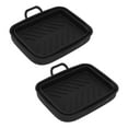 thumbnail image 2 of Lot de 2 paniers de cuisson à air en silicone avec poignée rectangulaire pour friteuse - Accessoires de cuisine - Noir, 2 of 14